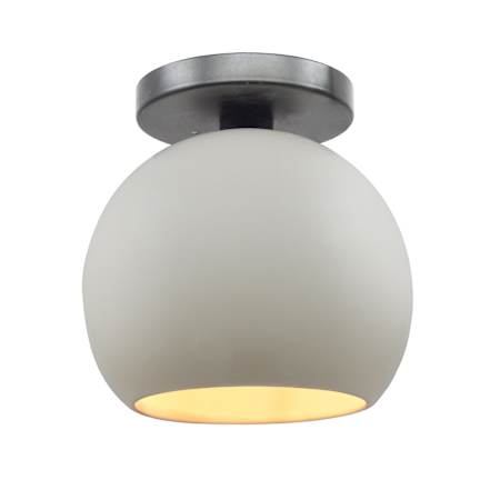 Justice Design Group Radiance 10" Wide LED Semi-Flush Globe Ceiling Fixture with a Ceramic Matte White and Champagne Gold Shade Brushed Nickel