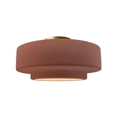 Justice Design Group Radiance Collection - Tier 15" Wide LED Semi-Flush Ceiling Fixture with Canyon Clay Shade Brushed Brass