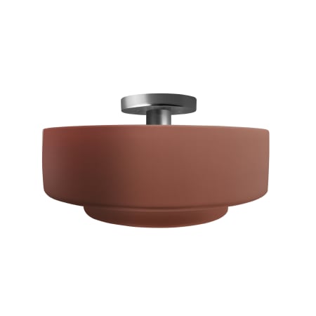 Justice Design Group Radiance 15" Wide Semi-Flush Ceiling Fixture with a Ceramic Canyon Clay Shade Brushed Nickel