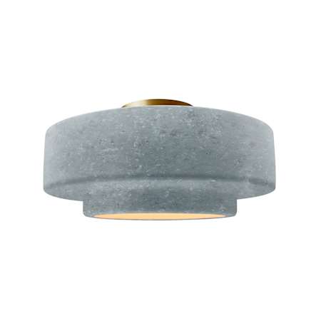 Justice Design Group Radiance Collection - Tier 15" Wide Semi-Flush Ceiling Fixture with Concrete Shade Brushed Brass