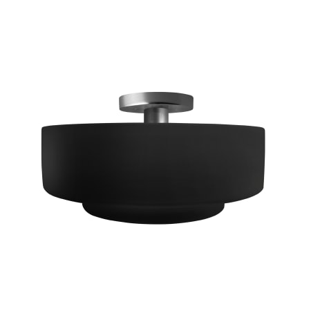 Justice Design Group Radiance 15" Wide LED Semi-Flush Ceiling Fixture with a Ceramic Carbon Matte Black Shade Brushed Nickel