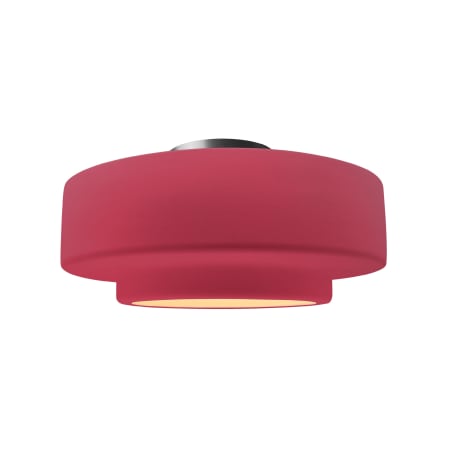 Justice Design Group Radiance 15" Wide LED Semi-Flush Ceiling Fixture with a Ceramic Cerise Shade Brushed Nickel