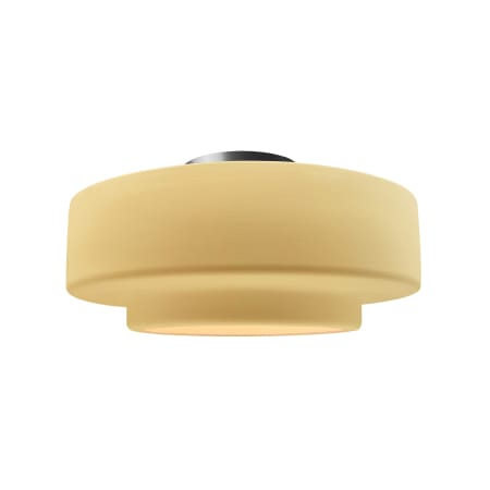 Justice Design Group Radiance 15" Wide Semi-Flush Ceiling Fixture with a Ceramic Muted Yellow Shade Brushed Nickel