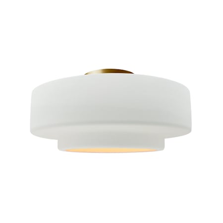 Justice Design Group Radiance Collection - Tier 15" Wide Semi-Flush Ceiling Fixture with Gloss White Shade Brushed Brass