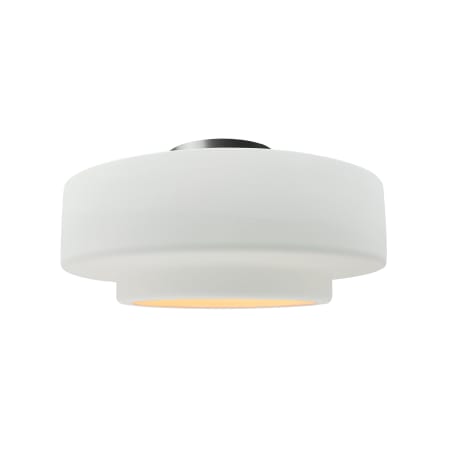 Justice Design Group Radiance 15" Wide LED Semi-Flush Ceiling Fixture with a Ceramic Gloss White Shade Brushed Nickel