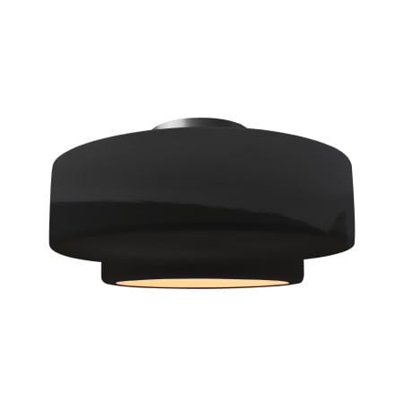 Justice Design Group Radiance 17" Wide Semi-Flush Ceiling Fixture with a Ceramic Gloss Black and White Shade Brushed Nickel