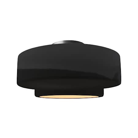 Justice Design Group Radiance 17" Wide Semi-Flush Ceiling Fixture with a Ceramic Gloss Black Shade Brushed Nickel