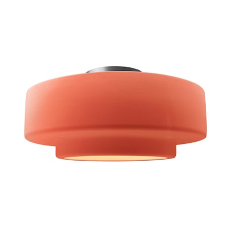 Justice Design Group Radiance 17" Wide Semi-Flush Ceiling Fixture with a Ceramic Gloss Blush Shade Brushed Nickel