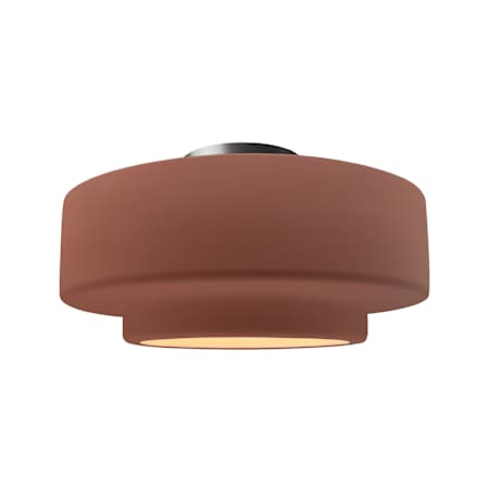 Justice Design Group Radiance 17" Wide Semi-Flush Ceiling Fixture with a Ceramic Canyon Clay Shade Brushed Nickel