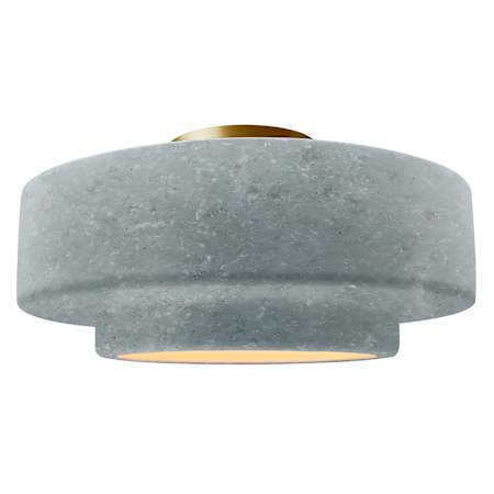 Justice Design Group Radiance 17" Wide LED Semi-flush Ceiling Fixture with Concrete Shade Brushed Brass / Concrete