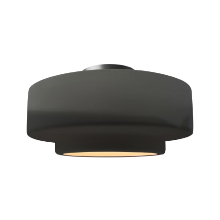 Justice Design Group Radiance 17" Wide LED Semi-Flush Ceiling Fixture with a Ceramic Gloss Grey Shade Brushed Nickel