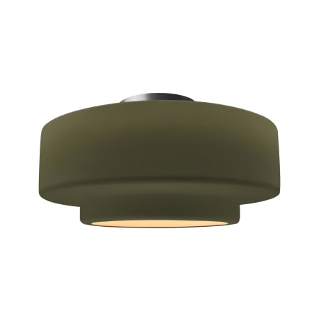 Justice Design Group Radiance 17" Wide Semi-Flush Ceiling Fixture with a Ceramic Matte Green Shade Brushed Nickel