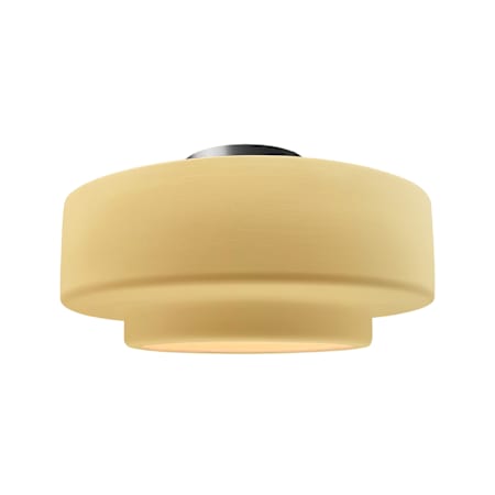 Justice Design Group Radiance 17" Wide Semi-Flush Ceiling Fixture with a Ceramic Muted Yellow Shade Brushed Nickel