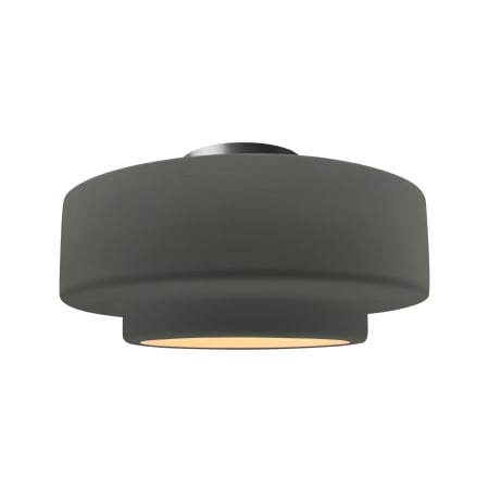 Justice Design Group Radiance 17" Wide Semi-Flush Ceiling Fixture with a Ceramic Pewter Green Shade Brushed Nickel