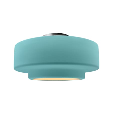 Justice Design Group Radiance 17" Wide LED Semi-Flush Ceiling Fixture with a Ceramic Reflecting Pool Shade Brushed Nickel