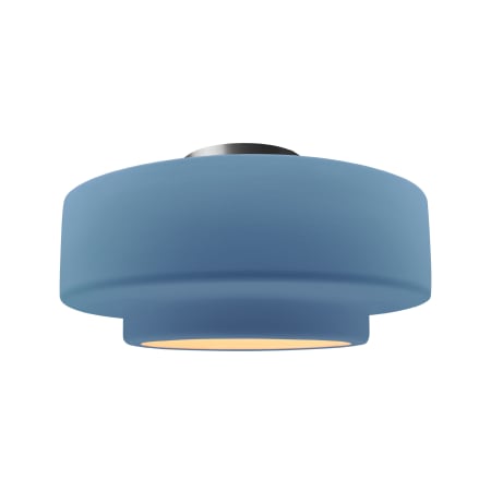 Justice Design Group Radiance 17" Wide LED Semi-Flush Ceiling Fixture with a Ceramic Sky Blue Shade Brushed Nickel