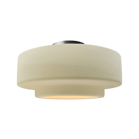 Justice Design Group Radiance 17" Wide Semi-Flush Ceiling Fixture with a Ceramic Vanilla Gloss Shade Brushed Nickel