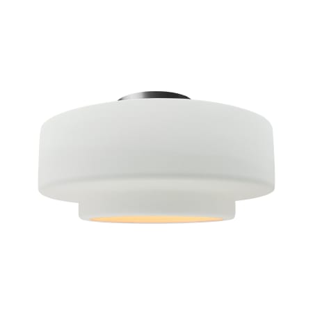 Justice Design Group Radiance 17" Wide LED Semi-Flush Ceiling Fixture with a Ceramic Gloss White Shade Brushed Nickel