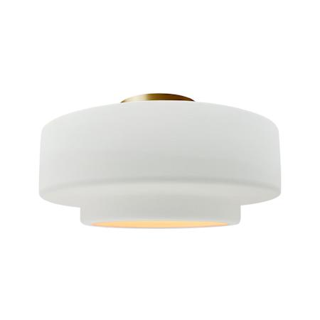 Justice Design Group Radiance Collection - Tier 17" Wide Semi-Flush Ceiling Fixture with Gloss White with Gloss White Interior Shade Brushed Brass