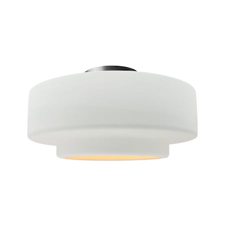 Justice Design Group Radiance 17" Wide LED Semi-Flush Ceiling Fixture with a Ceramic Gloss White Shade Brushed Nickel