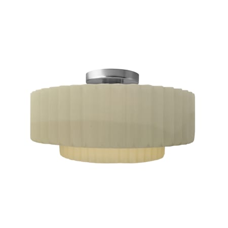 Justice Design Group Radiance 15" Wide Semi-Flush Ceiling Fixture with a Ceramic Vanilla Gloss Shade Brushed Nickel