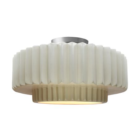 Justice Design Group Radiance 17" Wide Semi-Flush Ceiling Fixture with a Ceramic Matte White Shade Brushed Nickel