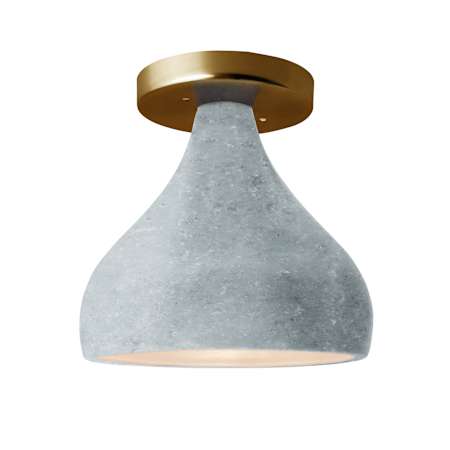 Justice Design Group Radiance 12" Wide LED Semi-flush Ceiling Fixture with Concrete Shade Brushed Brass / Concrete
