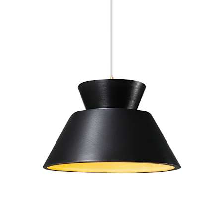 Justice Design Group Radiance Collection - Trapezoid 11" Wide LED Pendant with Carbon Matte Black with Champagne Gold Interior Shade Antique Brass