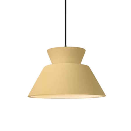 Justice Design Group Radiance Collection - Trapezoid 11" Wide LED Pendant with Muted Yellow Shade Brushed Nickel