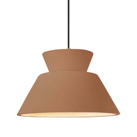Justice Design Group Radiance 9" Tall Pendant with Black Cord Adobe / Antique Brass