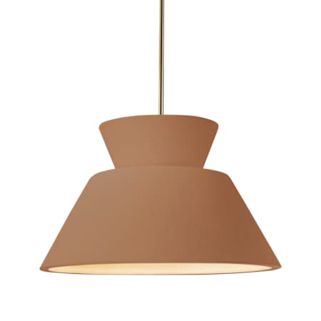 Justice Design Group Radiance 14" Wide Pendant with Rigid Stem Adobe / Antique Brass