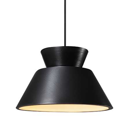 Justice Design Group Radiance Collection - Trapezoid 14" Wide Pendant with Carbon Matte Black Shade Matte Black
