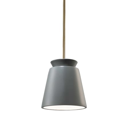 Justice Design Group Radiance 8" Wide Mini Pendant with a Ceramic Pewter Green Shade Antique Brass