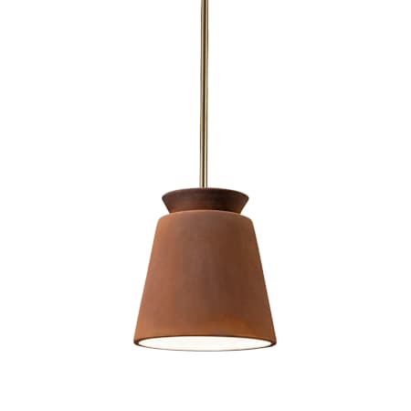 Justice Design Group Radiance Collection - Trapezoid 8" Wide Mini Pendant with Real Rust Shade Antique Brass