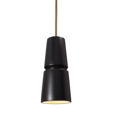 Justice Design Group Radiance 6" Wide LED Mini Pendant Carbon Matte Black / Antique Brass