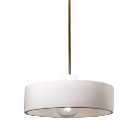 Justice Design Group Radiance 12" Wide Pendant with Bisque Ceramic Shade Antique Brass