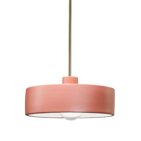 Justice Design Group Radiance 12" Wide Pendant with Gloss Blush Ceramic Shade Antique Brass