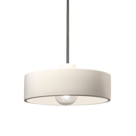 Justice Design Group Radiance 12" Wide Pendant with Matte White Ceramic Shade Brushed Nickel