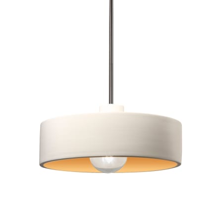 Justice Design Group Radiance 12" Wide Pendant with Matte White / Gold Shade Brushed Nickel
