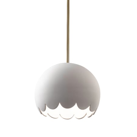 Justice Design Group Radiance 9" Wide Mini Pendant with Bisque Ceramic Shade Antique Brass