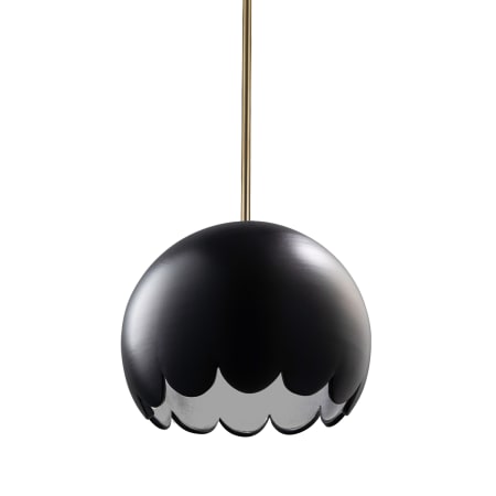 Justice Design Group Radiance 9" Wide Mini Pendant with Carbon Matte Black Ceramic Globe Shade Antique Brass