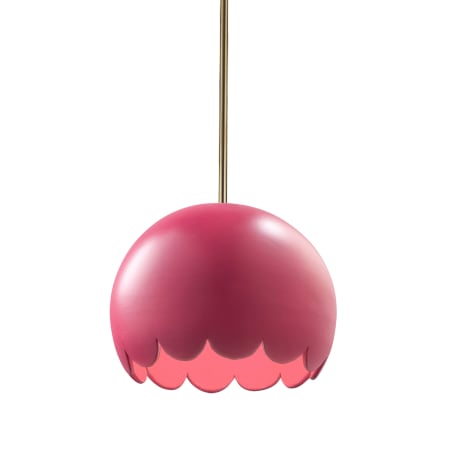 Justice Design Group Radiance 9" Wide Mini Pendant with Cerise Ceramic Shade Antique Brass