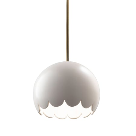 Justice Design Group Radiance 9" Wide Mini Pendant with Matte White Ceramic Shade Antique Brass