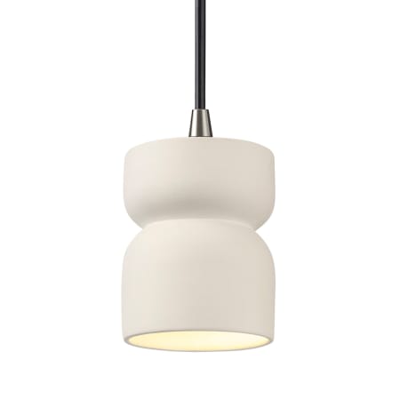 Justice Design Group Radiance 4" Wide LED Mini Pendant with a Ceramic Matte White Shade Brushed Nickel