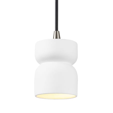 Justice Design Group Radiance 4" Wide LED Mini Pendant with a Ceramic Gloss White Shade Brushed Nickel