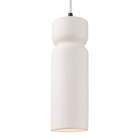 Justice Design Group Radiance 4" Wide Mini Pendant with White Cord Bisque / Matte Black