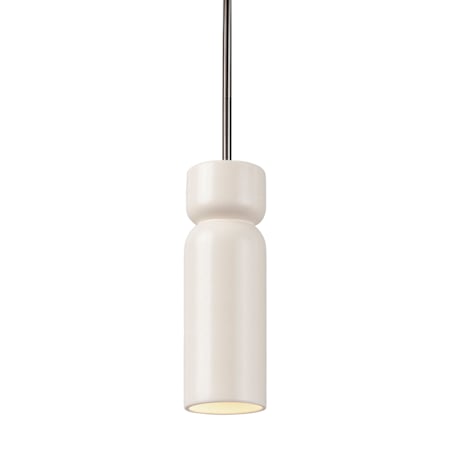 Justice Design Group Radiance 4" Wide LED Mini Pendant with Matte White Ceramic Shade Brushed Nickel