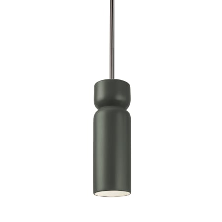 Justice Design Group Radiance 4" Wide Mini Pendant with Pewter Green Ceramic Shade Brushed Nickel