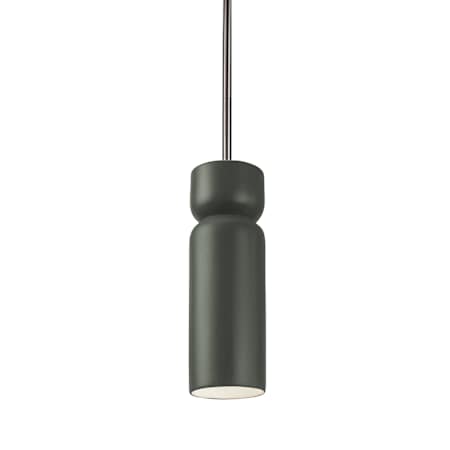 Justice Design Group Radiance 4" Wide LED Mini Pendant with Pewter Green Ceramic Shade Brushed Nickel