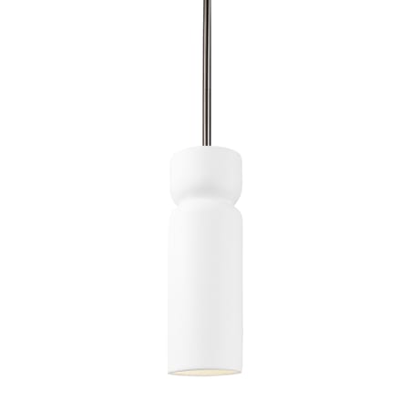 Justice Design Group Radiance 4" Wide Mini Pendant with Gloss White Ceramic Shade Brushed Nickel